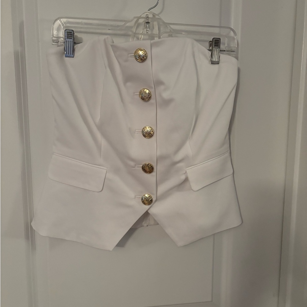 Lilly Pulitzer White Daniel Strapless Top